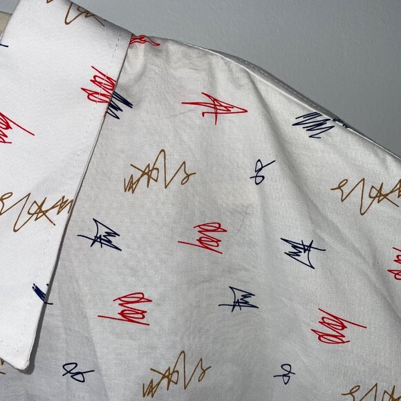 Winston Men's 5XL White Short Sleeve Button-Down Manuel Shirt Scribble Print - Picture 7 of 7